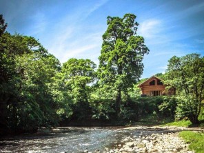 Roe Deer Riverside Log Cabin with Private Hot Tub in Rural Cumbria, near Carlisle, England